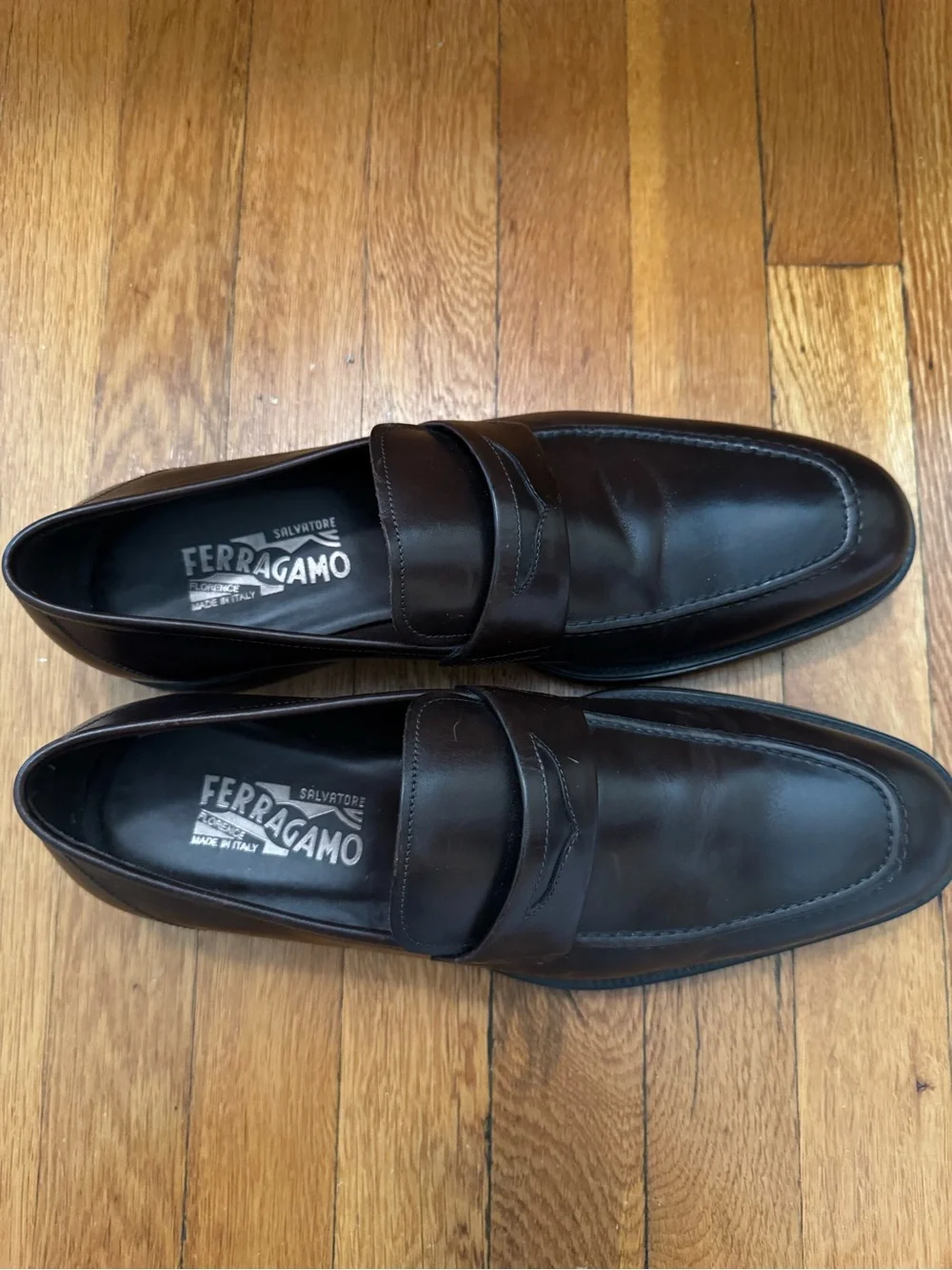 Salvatore Ferragamo Men's Dark Brown Leather Penny Loafers